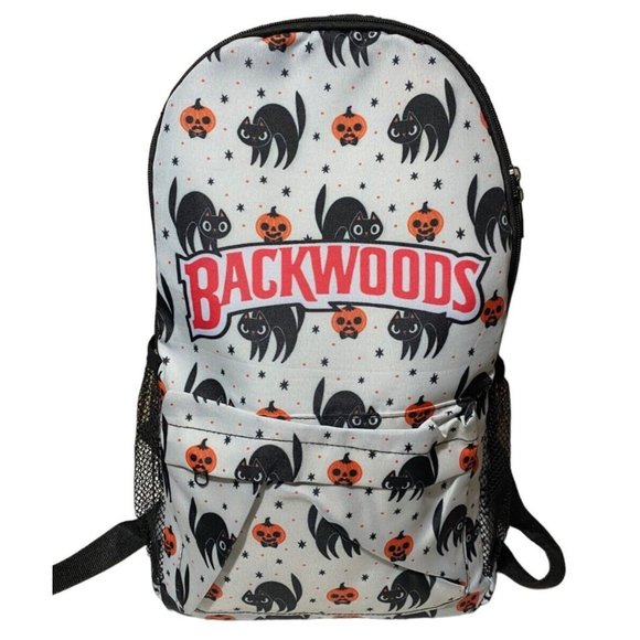 Backwoods Halloween Backpack Bag Black Cat Pumpkin Jack O Lantern Bookbag - Picture 1 of 9